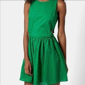 TOPSHOP Green Lace sleeveless dress Size 4